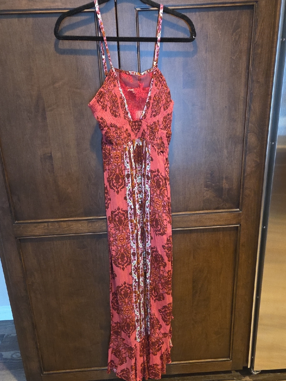 Free People Cherry/Berry Combo Print Spaghetti-Strap Maxi Dress